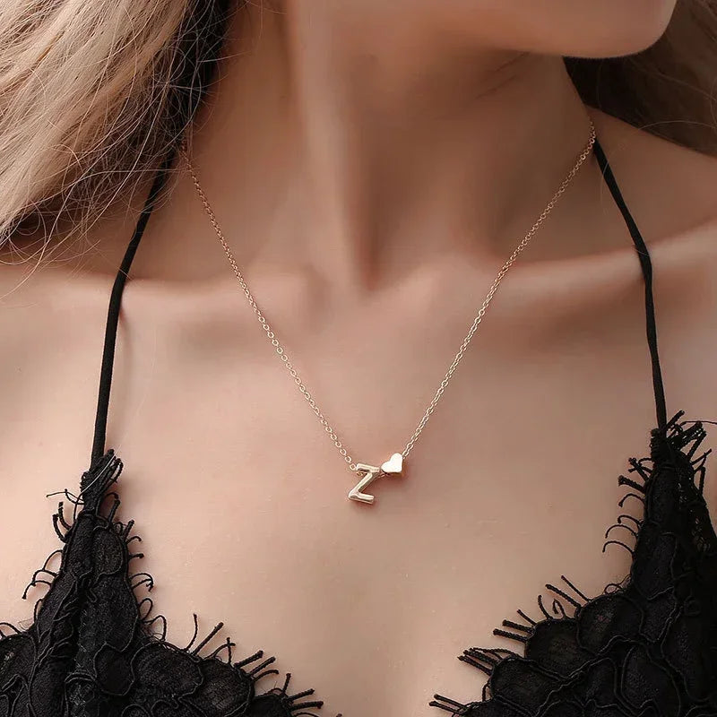 Personalised Initial Heart Necklace – 18k Gold or Silver Plated, Hypoallergenic
