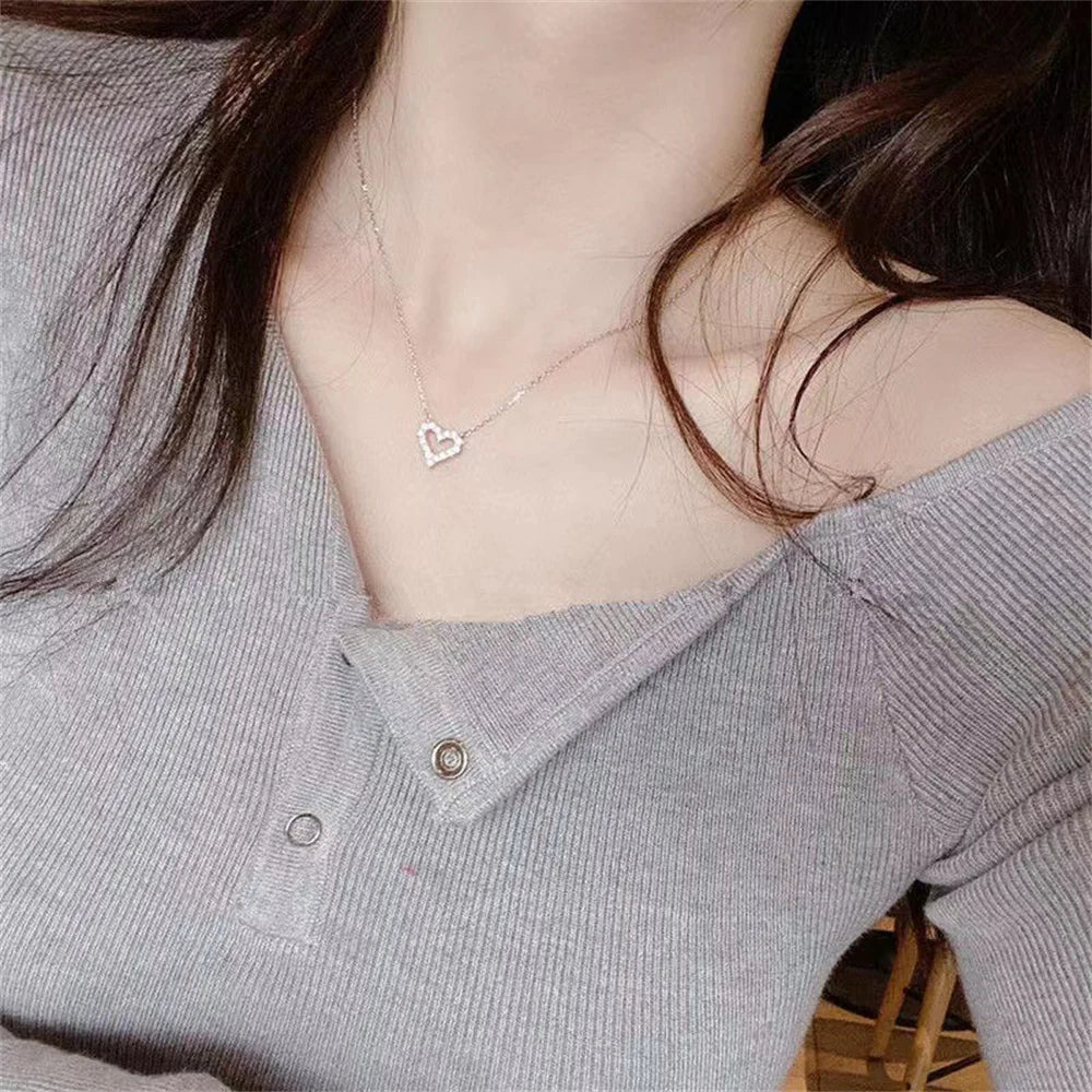Open Heart Crystal Necklace β Gold or Silver, Hypoallergenic