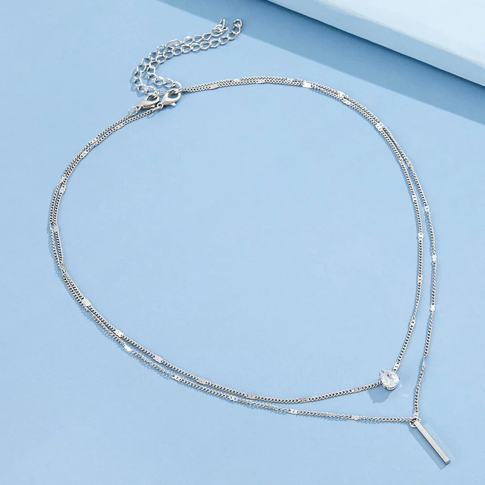 Layered Crystal Pendant Necklace – 3 Designs, Gold/Silver, Hypoallergenic