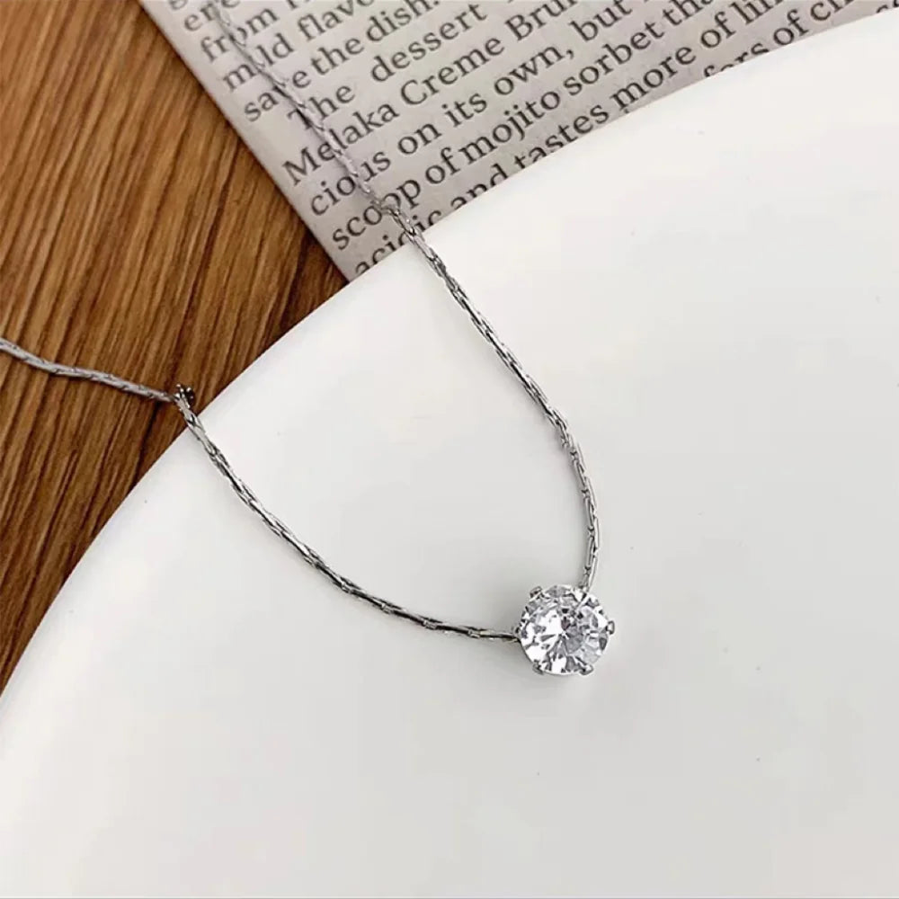 Solitaire Crystal Necklace β Gold or Silver, Hypoallergenic