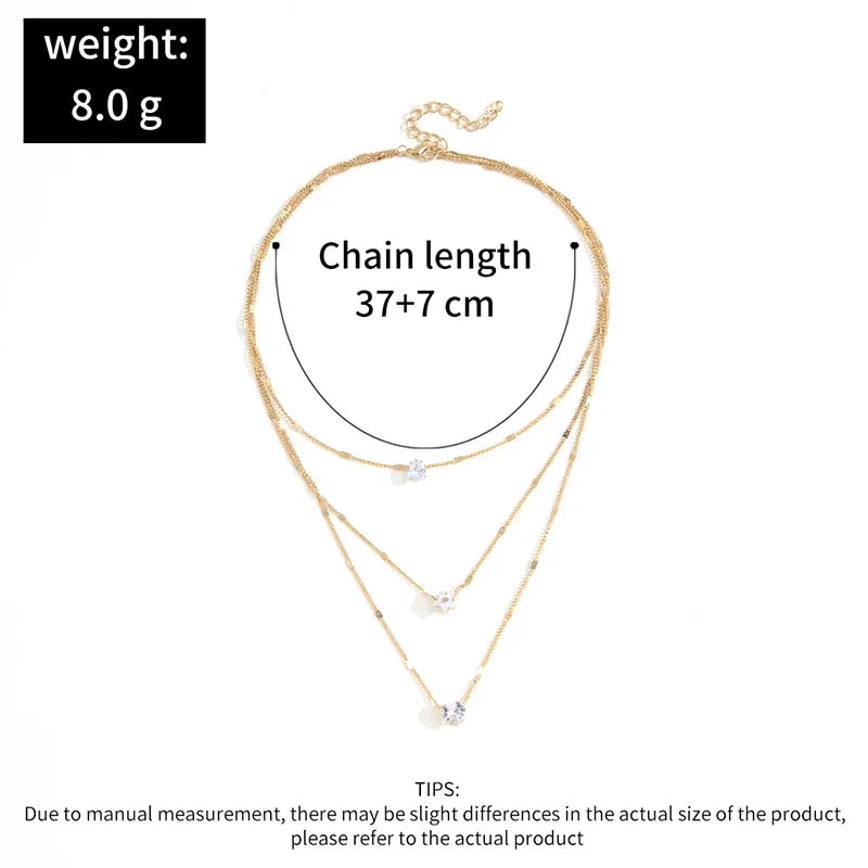Layered Crystal Pendant Necklace – 3 Designs, Gold/Silver, Hypoallergenic