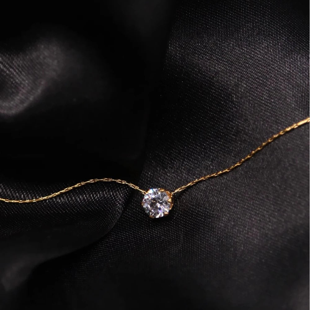 Solitaire Crystal Necklace β Gold or Silver, Hypoallergenic
