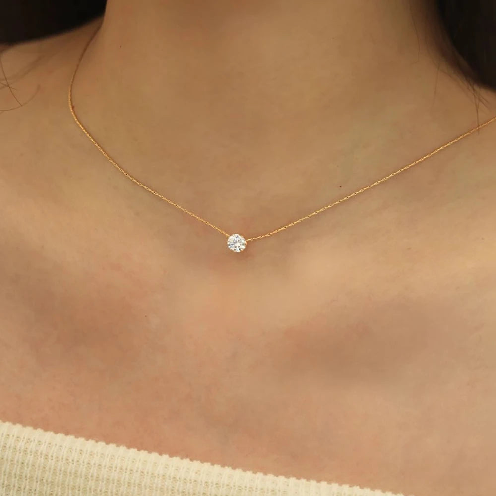 Solitaire Crystal Necklace β Gold or Silver, Hypoallergenic