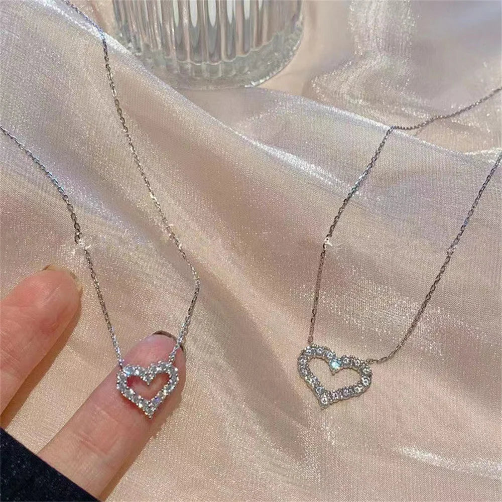 Open Heart Crystal Necklace β Gold or Silver, Hypoallergenic