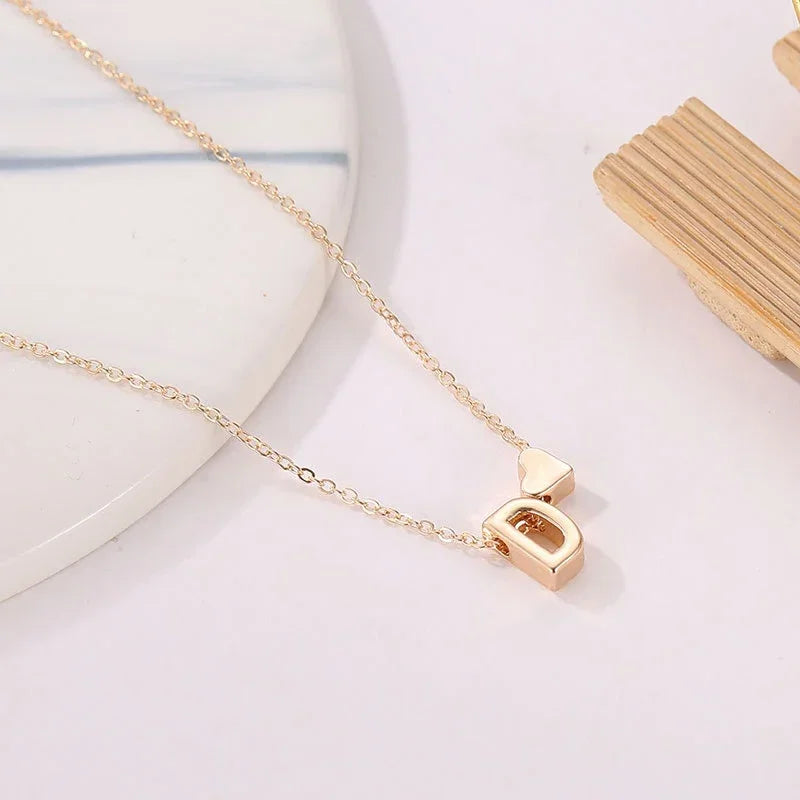 Personalised Initial Heart Necklace – 18k Gold or Silver Plated, Hypoallergenic