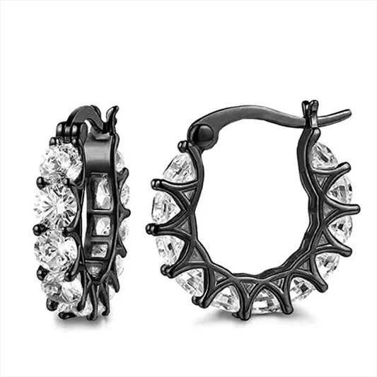 Crystal Huggie Hoop Earrings – Gold, Rose Gold, Black