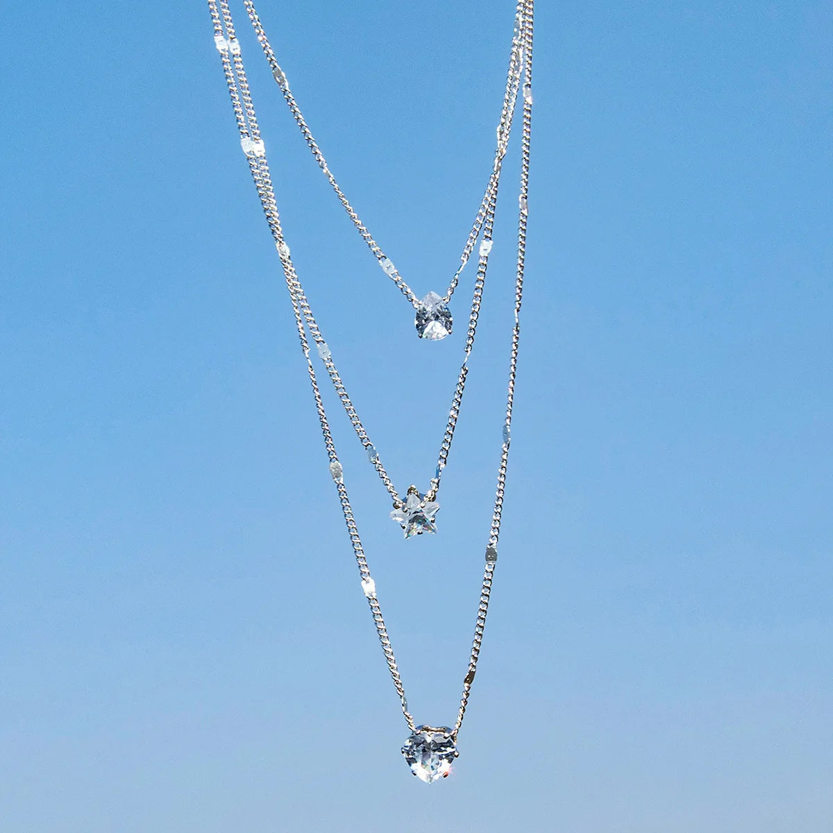 Layered Crystal Pendant Necklace – 3 Designs, Gold/Silver, Hypoallergenic