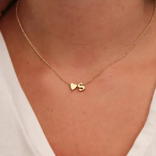 Personalised Initial Heart Necklace – 18k Gold or Silver Plated, Hypoallergenic