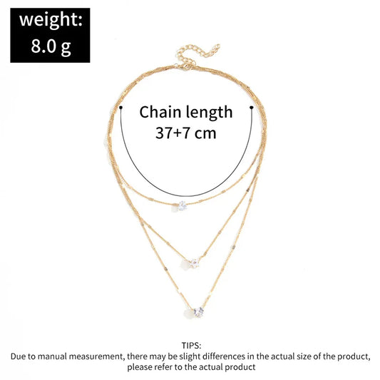 Layered Crystal Pendant Necklace – 3 Designs, Gold/Silver, Hypoallergenic