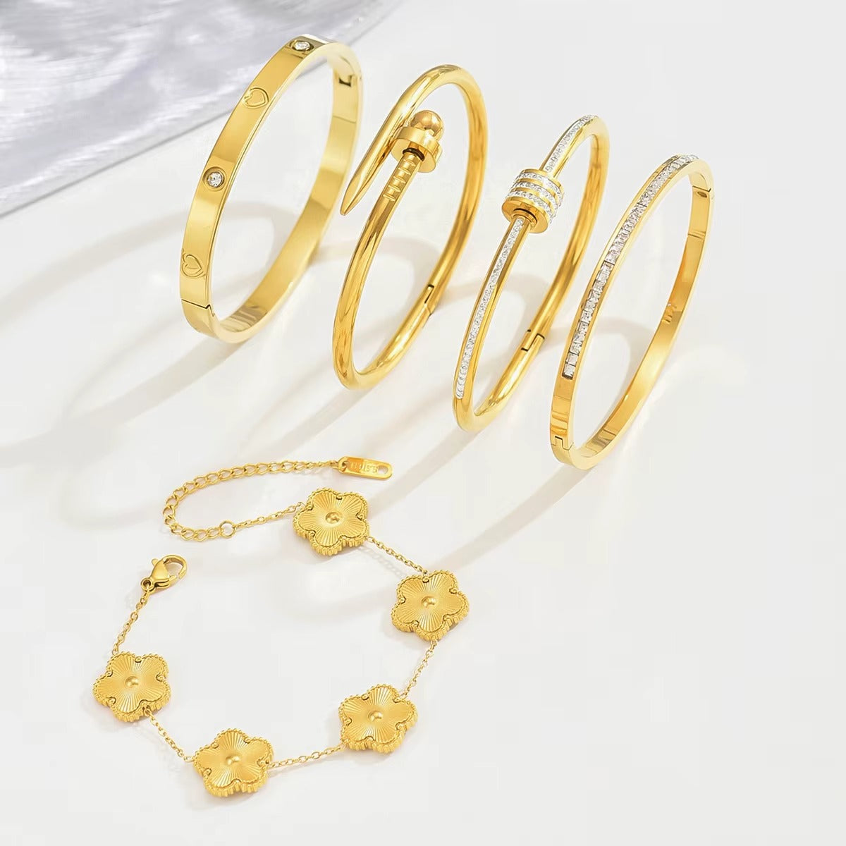 Geometric Crystal Bracelet – Gold, Silver