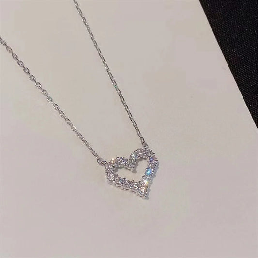 Open Heart Crystal Necklace – Gold or Silver, Hypoallergenic