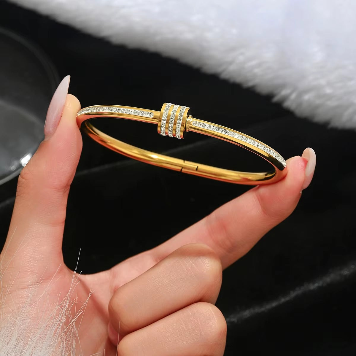 Geometric Crystal Bracelet – Gold, Silver