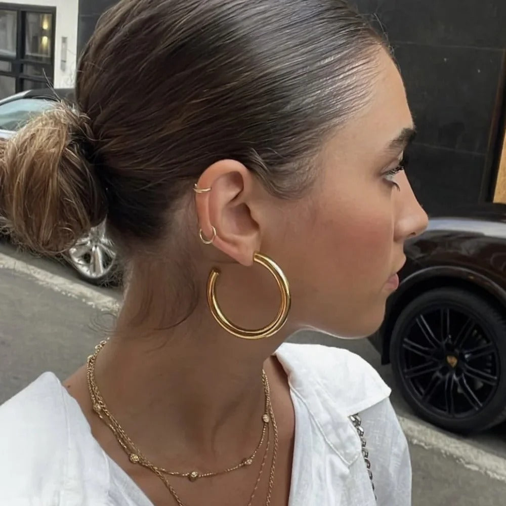 Chunky Hoop Earrings – Gold or Silver