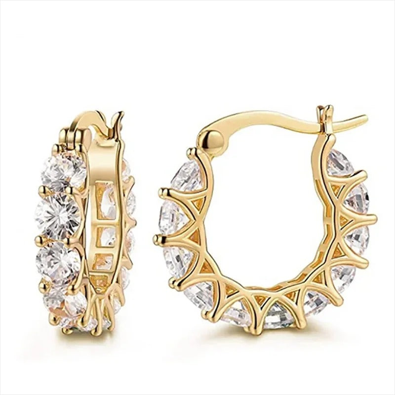Crystal Huggie Hoop Earrings – Gold, Rose Gold, Black
