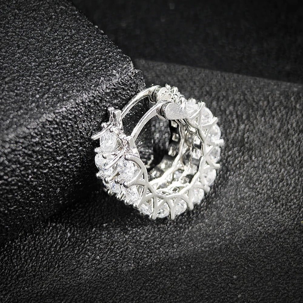 Crystal Huggie Hoop Earrings – Gold, Rose Gold, Black