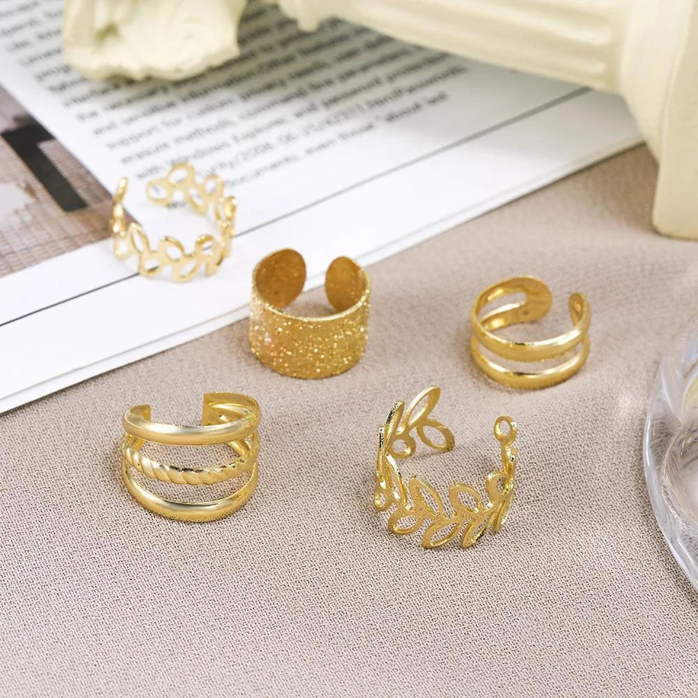 5-Piece Ear Cuff Set – Gold, Silver, Black, No Piercing