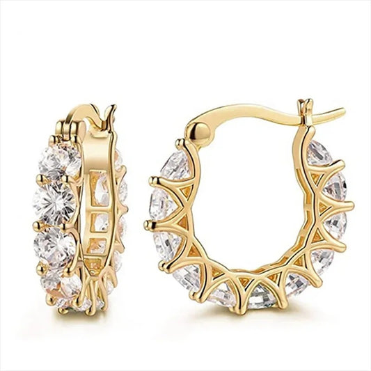 Crystal Huggie Hoop Earrings – Gold, Rose Gold, Black